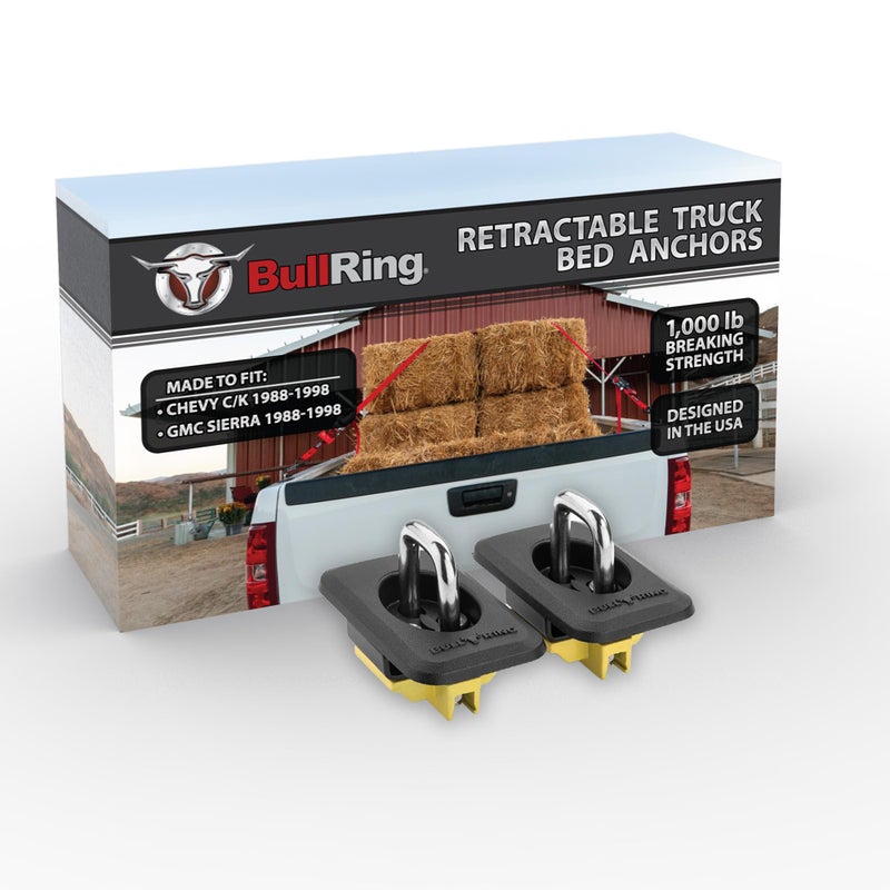 Bull Ring Raised Fit Classic Truck Bed Tie Down Anchors for 1988-1998 Chevy C/K, 1988-1998 GMC Sierra (1 Pair) - Image 1